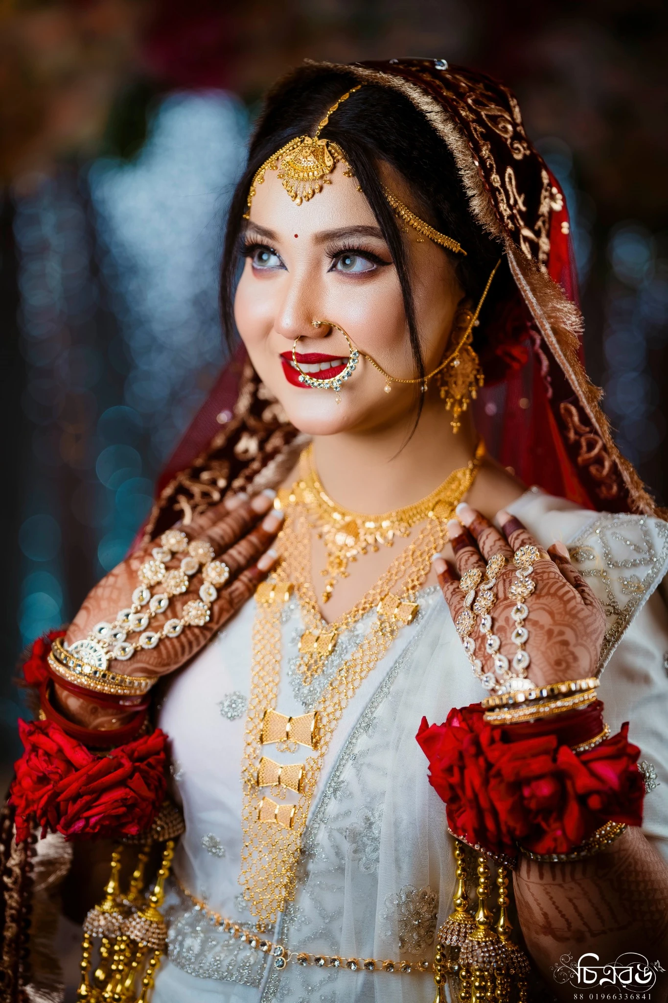 Bride in red wedding attire